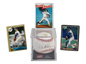Authentic Orel Hershischer Autographed MLB Baseball And Baseball Cards