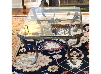Wrought Iron And Beveled Glass Top Cocktail Table