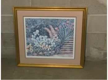 Print Signed Miles Titled 'The Garden Steps'