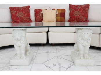 Sitting Lions Glass Coffee Table