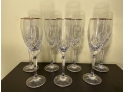 Waterford Lismore Collection Seven Cut Crystal Champagne Flutes And  Lidded Pot
