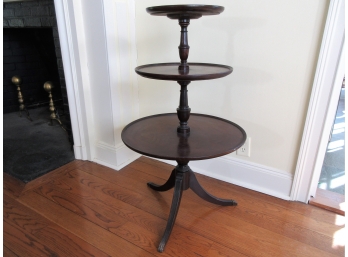 Antique Chippendale Style Triple Tiered Side Table