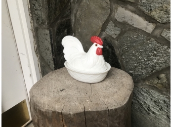 Large Westmoreland Milk Glass Covered Chicken