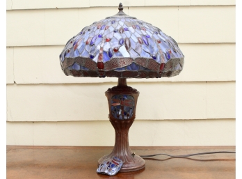 Tiffany Style Stained Glass Lamp With Dragonfly Design