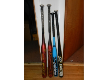 Lot OF Four Pre-Owned Softball & Baseball Bats (Worth, Easton, Louisville Slugger TPS)