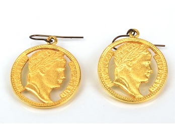 Napoleon Bonaparte French Coin Earrings