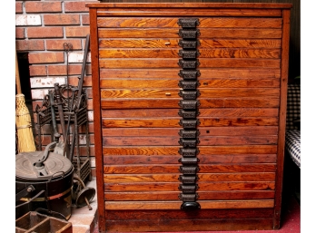Antique 20 Drawer Typesetter Oak Cabinet