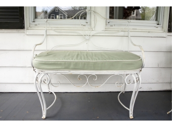 Pair Of Woodard Style Wrought Iron White Painted Love Seats