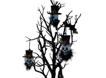 Pier One Imports Halloween Tree With Day Of The Dead Skull Ornaments (VALUED $155+)
