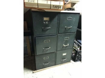 Two Metal Three Drawer Filing Cabinets