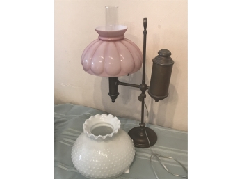 Electrified Oil Lamp With Extra Shade