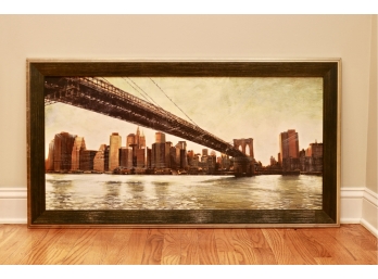 Brooklyn Bridge Artwork On Canvas Professionally Matted And Framed
