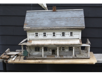 Very Cool Folk Art Sculpture / Model Of  An American Colonial Home