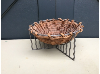 Wrought Iron And Wicker Fruit Bowl/Basket