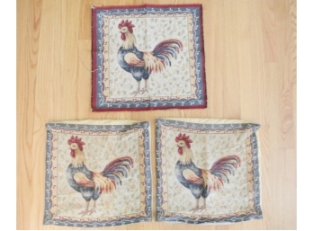 Three French Tapestry Rooster Pillow Covers