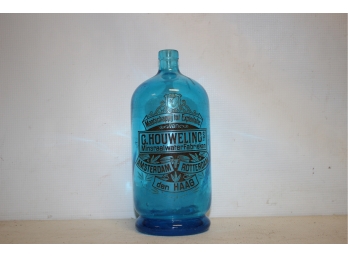 Antique G. Houweling's Amsterdam Mineral Water Aqua Blue Glass Bottle