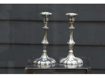 Pair Of Early 20th Century Silver Plate Candleholders