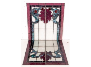 Four Stained Glass Panels In Purple