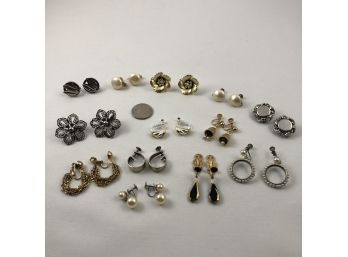 Group Of 13 Pairs Of Vintage Costume Earrings (Monet, Napier And Marvella)