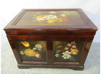 Mid Size Hand Painted Floral Themed Wooden Box #2