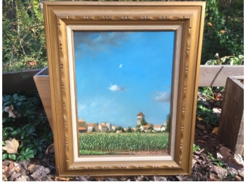Renard Oil On Canvas Corn Field And Village