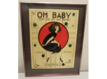 Oh Baby - Irving Berlin - Reverse Painted Glass Piece