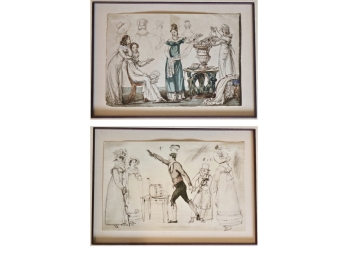 Two Prints Professionally Framed Depicting 18th Century Neoclassical  European Joy Of Life And Music