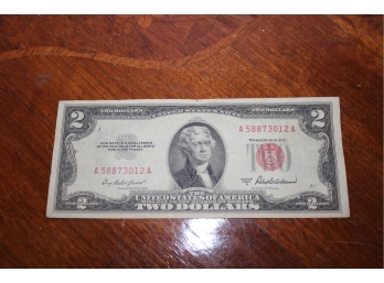 Series 1953A United States Two Dollar Bill Red Seal A58873012A - Crisp