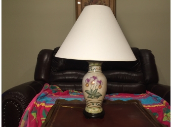 Vase Form Floral Ceramic Table Lamp