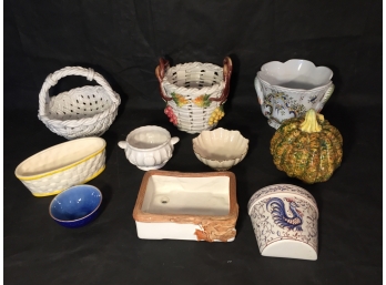 Tiffany, Bonwit Teller, Lenox And Other Ceramic Baskets And Containers