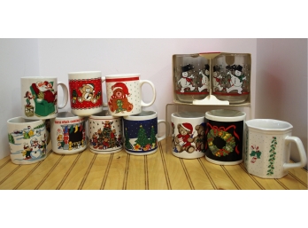 Pour The Hot Cocoa & Eggnog!  Mixed Lot Of Holiday Mugs & Snowman Glassware
