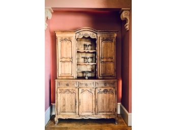 Antique French Country Style Buffet Cabinet In Oak Finish