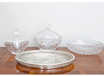 Glass Bowls & Serving Tray