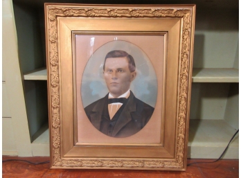 Antique 19th Century Pastel Over Photograph Portrait