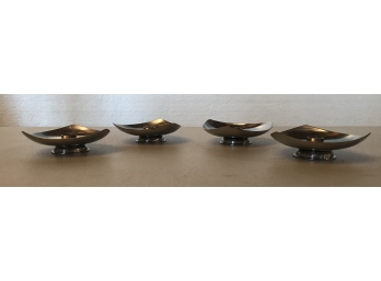 Four Stainless Steel Made In Denmark Candle Holders