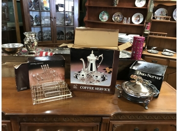 Silver Plate Serving Pieces In Boxes