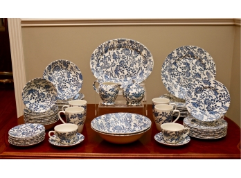Set Of 8 Serving Blue Peony (Smooth) Churchill China And Completer Set