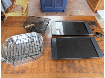 Two Maxim Electric Hot Tops + All Clad Roasting Pan + Grilling Basket