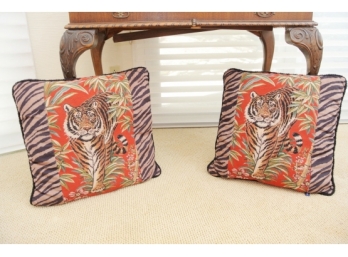 Pair Ashford Court Tapestry Tiger Pillows