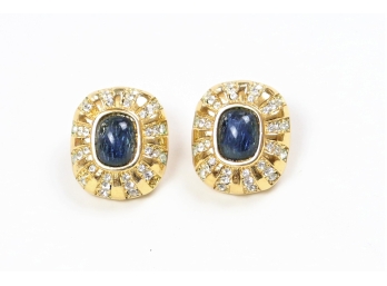 Dior French Blue Saphire Diamond Mantle Earrings