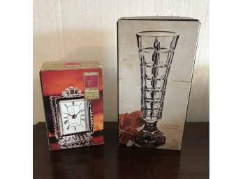 Lead Crystal Clock And Vase