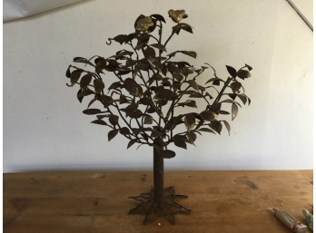 Metal Tree Form Candle And Ornament Holder