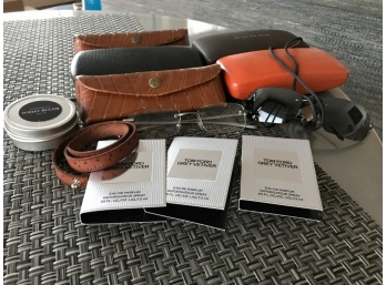 Men's Glasses, Cases & Leather Bracelet