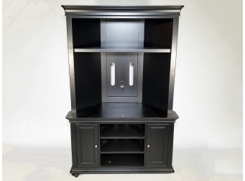 A Contemporary Ebony Painted Wood Corner Cabinet
