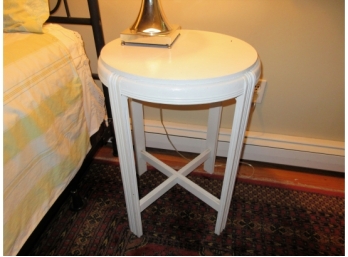 Vintage Circular Endtable With Modern White Paint