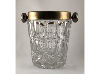 Vintage Hollywood Regency Crystal And Brass Trim Champagne Ice Bucket