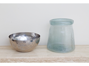 Simon Pierce Silvered Bowl & Large Glass Jar