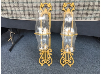 Wrought Iron And Glass Hurricane Candle Lanterns