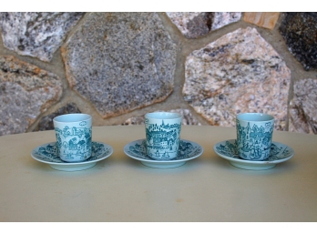 Three Nymolle Art Faience Cups And Saucers, #4006