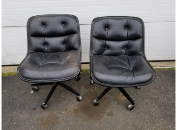 Two Knoll Leather Chairs